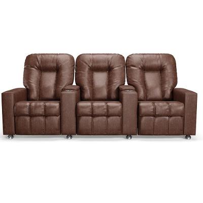Poltrona Do Papai Reclinável 3 Lugares Sala De Cinema Arsenal Manual Pu Marrom