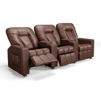 Poltrona Do Papai Reclinável 3 Lugares Sala De Cinema Arsenal Manual Pu Marrom - 2