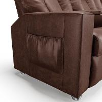 Poltrona Do Papai Reclinável 3 Lugares Sala De Cinema Arsenal Manual Pu Marrom - 5