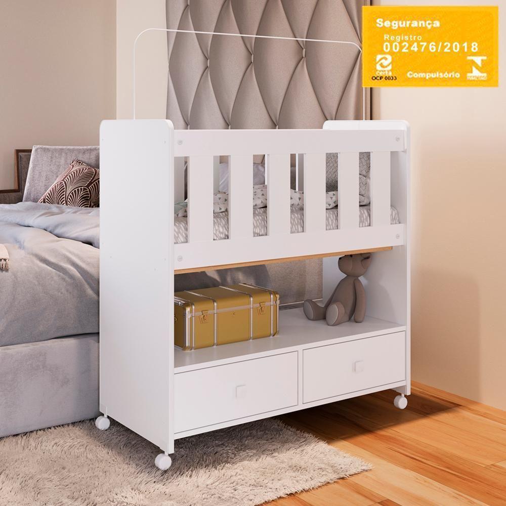 Mini Berço Moises Sem Colchao 2 Gavetas By510 Branco Comm Branco - 2