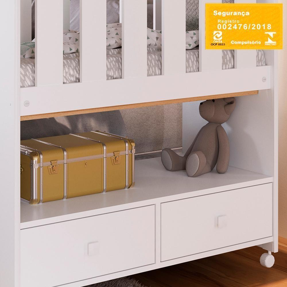Mini Berço Moises Sem Colchao 2 Gavetas By510 Branco Comm Branco - 3
