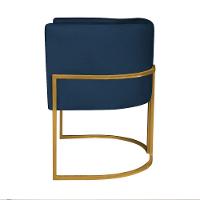 Kit 02 Poltronas Decorativas Luna Base De Ferro Dourado Suede Azul Marinho - 2