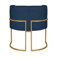 Kit 02 Poltronas Decorativas Luna Base De Ferro Dourado Suede Azul Marinho - 5