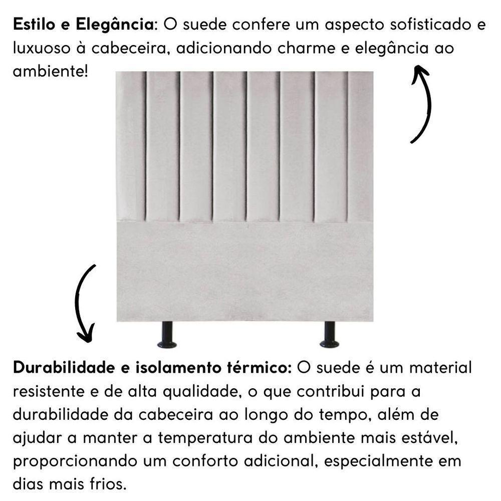 Cabeceira Estofada Cama Box Solteiro 90 Cm Carla Suede Cinza Claro - 2