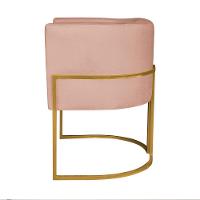 Kit 02 Poltronas Decorativas Luna Base De Ferro Dourado Suede Rosê - 2