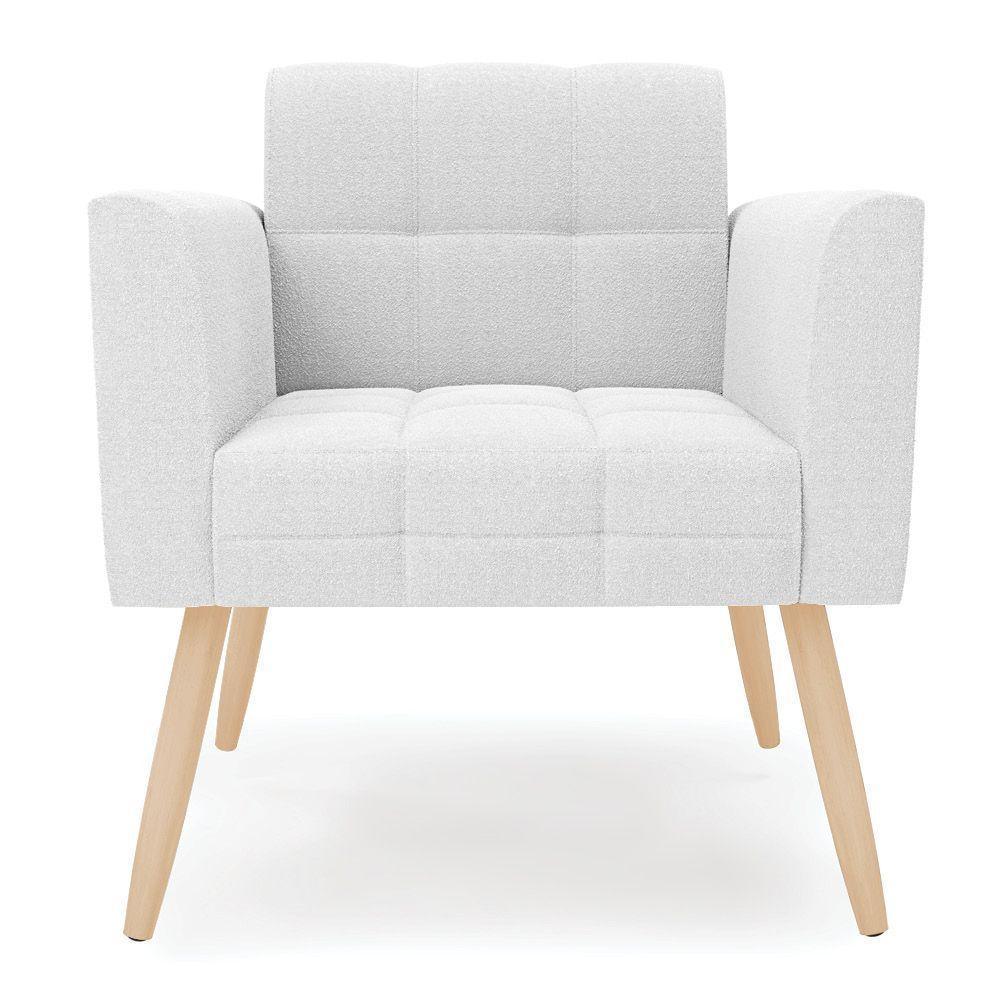 Poltrona Sala Estar Pé Palito Natural Kit 2 Elisa Bouclê Off White D03 - D'rossi - 4