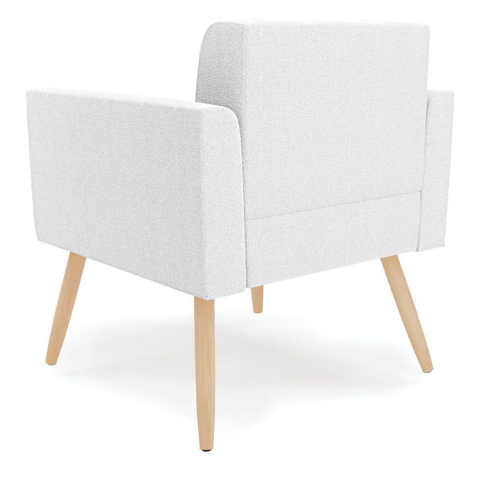 Poltrona Sala Estar Pé Palito Natural Kit 2 Elisa Bouclê Off White D03 - D'rossi - 5