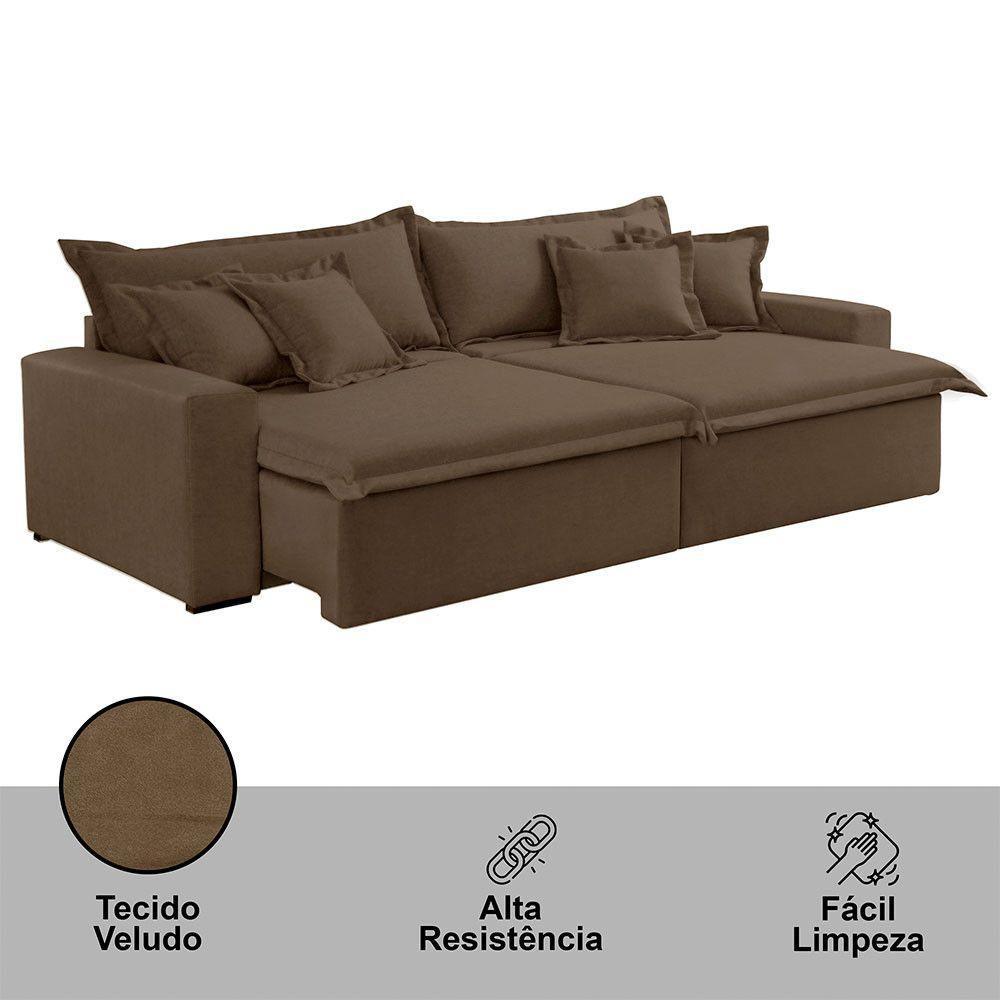 Sofá Montreal Veludo 2 Módulos De 90cm B25cm Meu Sofá Online B016 Veludo Marrom - 1