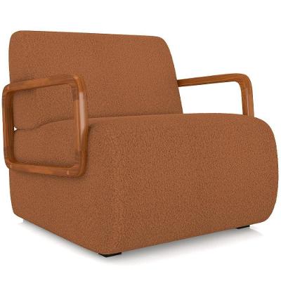 Poltrona Decorativa Orgânica Bruxelas K01 Bouclê Terracota Lyam Decor