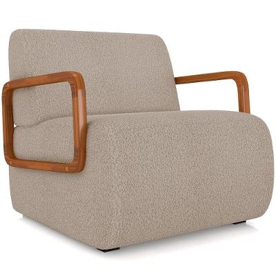 Poltrona Decorativa Orgânica Bruxelas K01 Bouclê Bege Lyam Decor