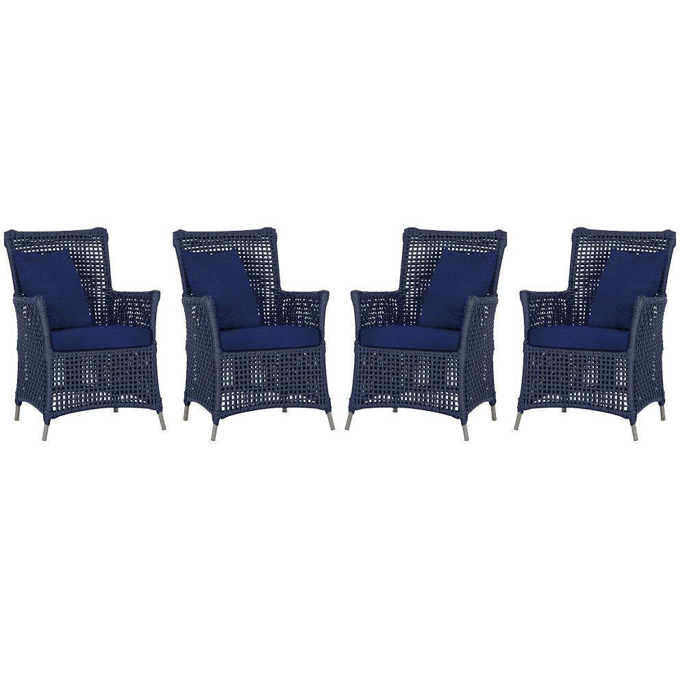 4 Poltronas Igapó Alumínio Pintura Fendi Corda Náutica E10 Azul - 1