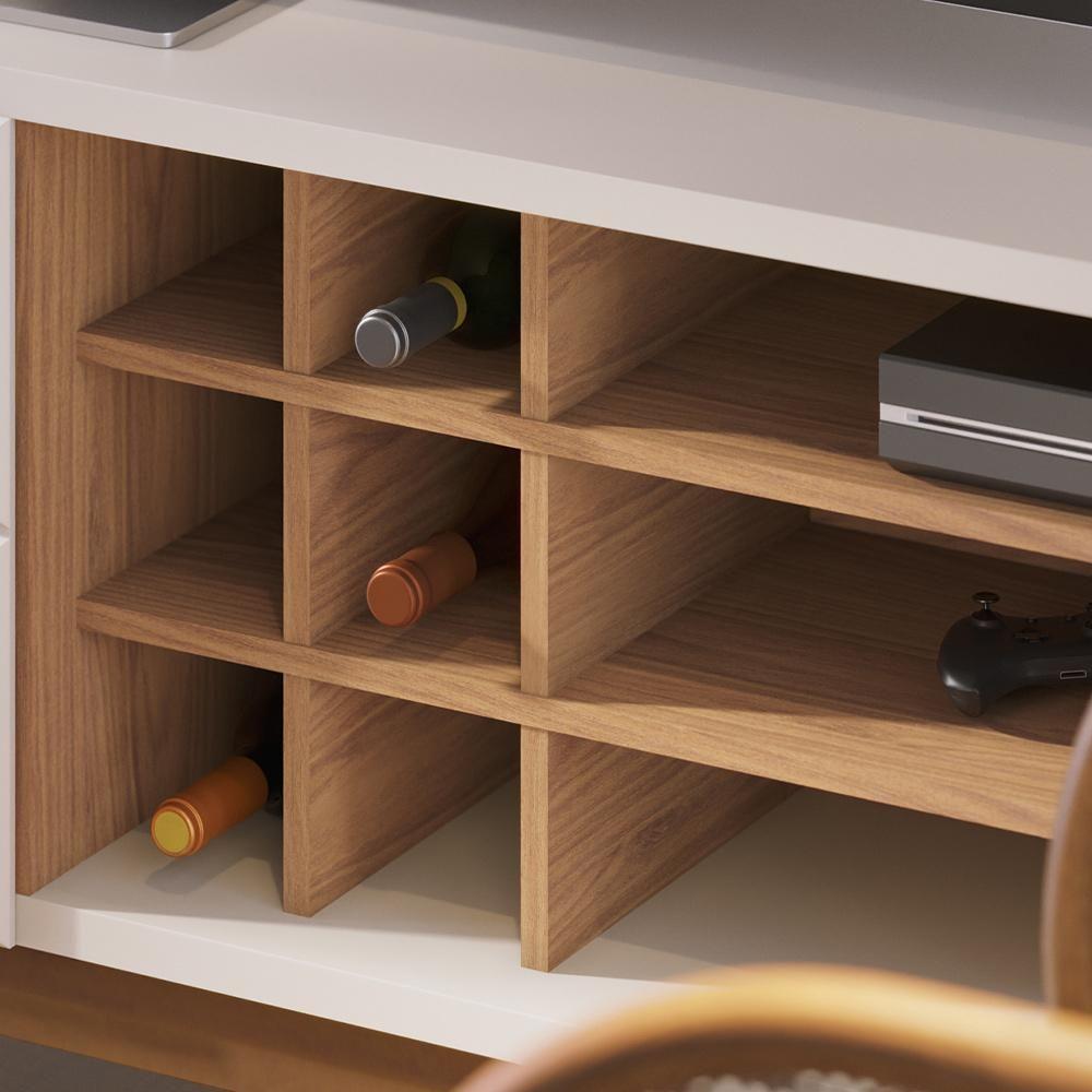 Rack Para Sala De Estar Tv 70 Pol 180cm Makai C04 Off White Matte Freijó - Lyam Decor - 6