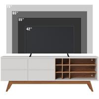 Rack Para Sala De Estar Tv 70 Pol 180cm Makai C04 Off White Matte Freijó - Lyam Decor