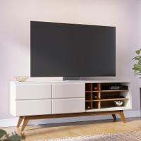 Rack Para Sala De Estar Tv 70 Pol 180cm Makai C04 Off White Matte Freijó - Lyam Decor - 7