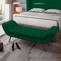 Kit Cabeceira Cama Box Casal 140cm Madrid Com Puff Recamier Santorini Bouclê Verde - 6