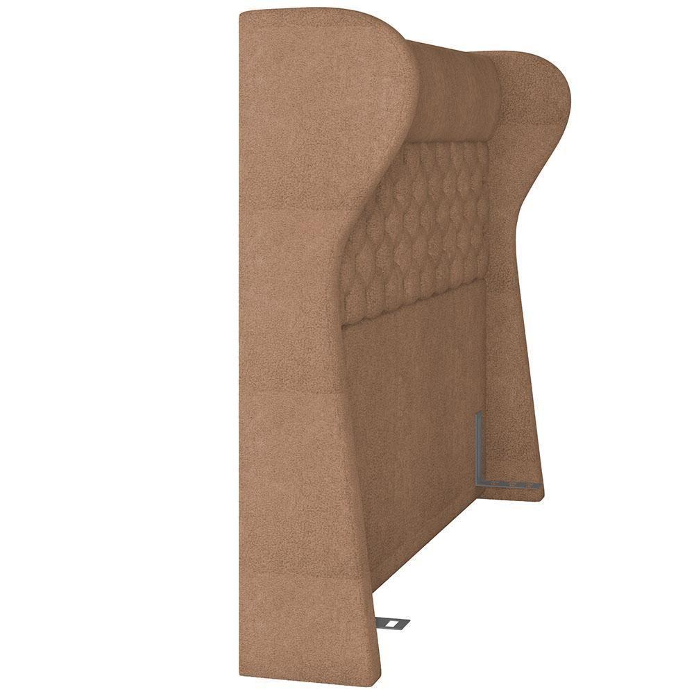Kit Cabeceira Cama Box Casal 195cm Madrid Com Puff Recamier Santorini Bouclê Bege - 2