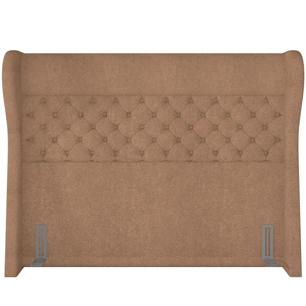 Kit Cabeceira Cama Box Casal 195cm Madrid Com Puff Recamier Santorini Bouclê Bege - 6