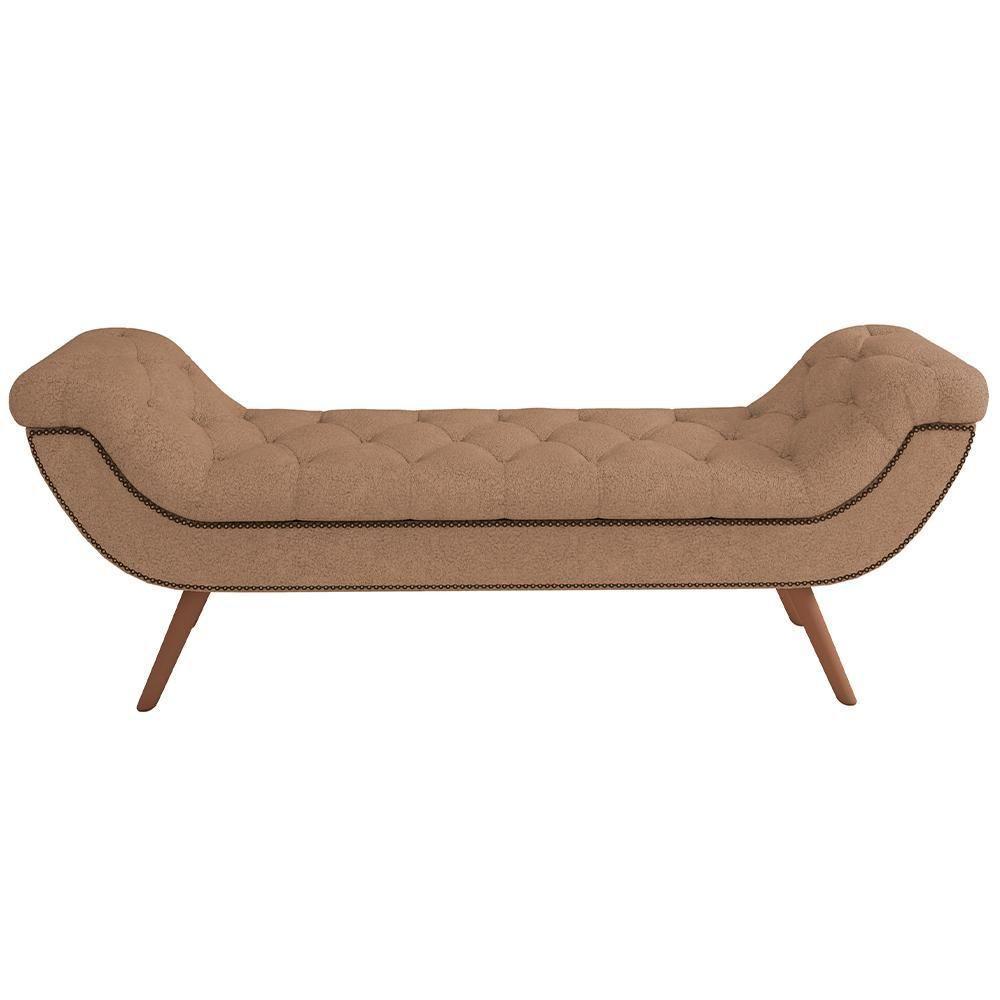 Kit Cabeceira Cama Box Casal 195cm Madrid Com Puff Recamier Santorini Bouclê Bege - 9