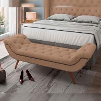 Kit Cabeceira Cama Box Casal 195cm Madrid Com Puff Recamier Santorini Bouclê Bege - 7