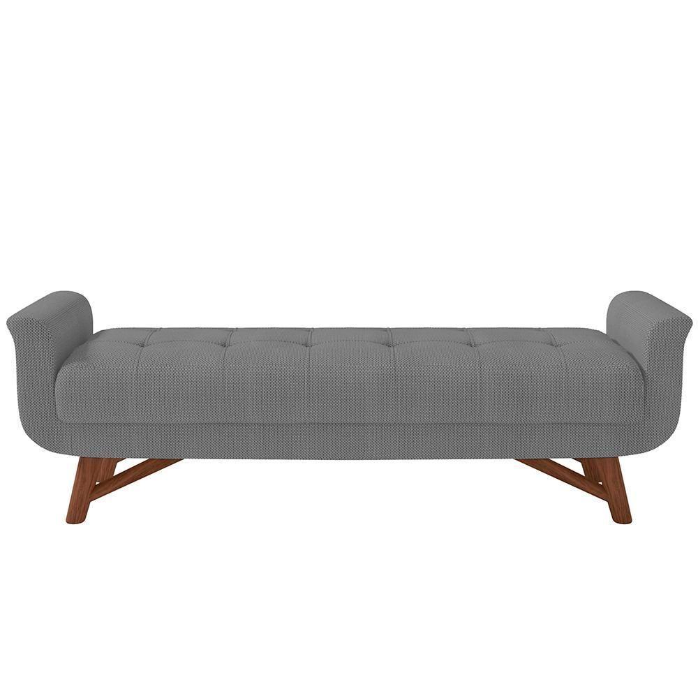 Kit Cabeceira Cama Box Casal 140cm Paris Com Puff Recamier Itália Linho Cinza Escuro - 4