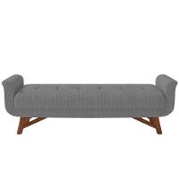 Kit Cabeceira Cama Box Casal 140cm Paris Com Puff Recamier Itália Linho Cinza Escuro