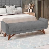 Kit Cabeceira Cama Box Casal 140cm Paris Com Puff Recamier Itália Linho Cinza Escuro - 6