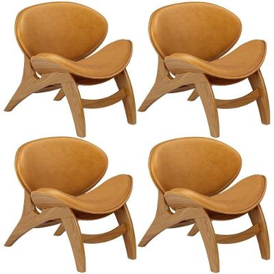 Kit 4 Poltronas Decorativas Orgânica Kadosh L02 Couríssimo Whisky Lyam Decor