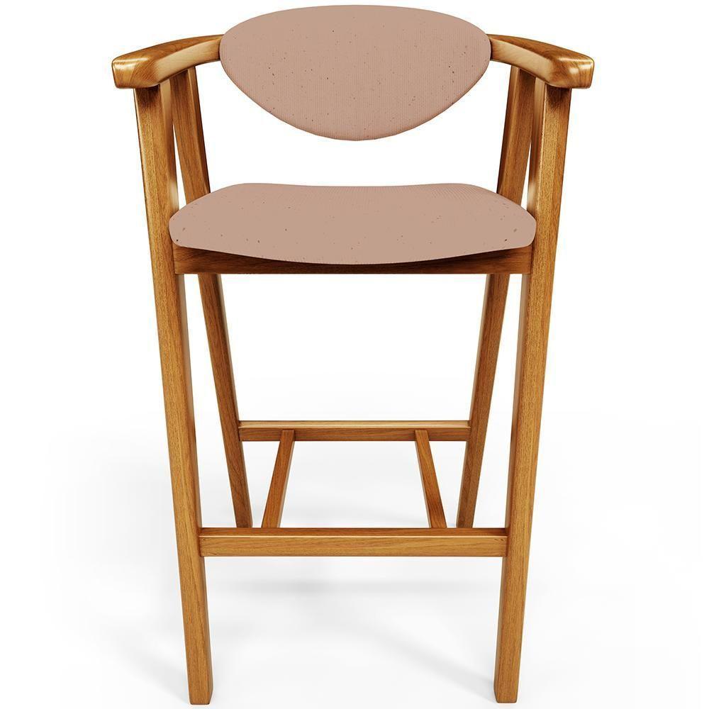 Kit 04 Banquetas Alta Para Cozinha Bancada Bar Sala De Jantar Fixa Cecília L02 Linho Rosê - 3