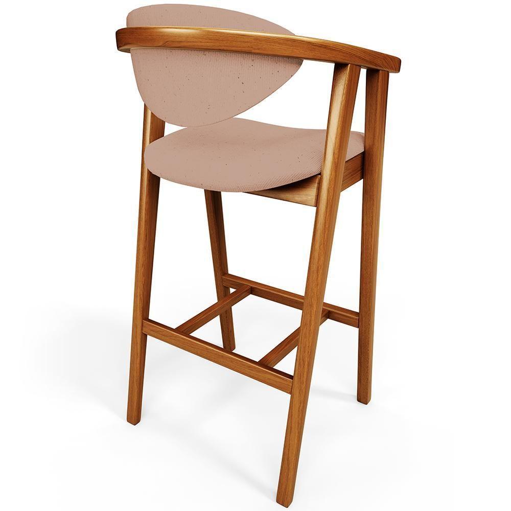 Kit 04 Banquetas Alta Para Cozinha Bancada Bar Sala De Jantar Fixa Cecília L02 Linho Rosê - 4