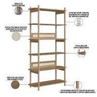 Estante Livreiro Home Office E Mesa Escrivaninha Pés Madeira Moss A03 Hanover Roble - 5