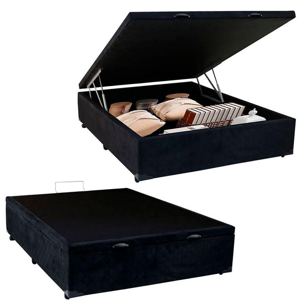 Cama Box Baú Viúva Sereneprime Suede Preto 44x128x188 - 1