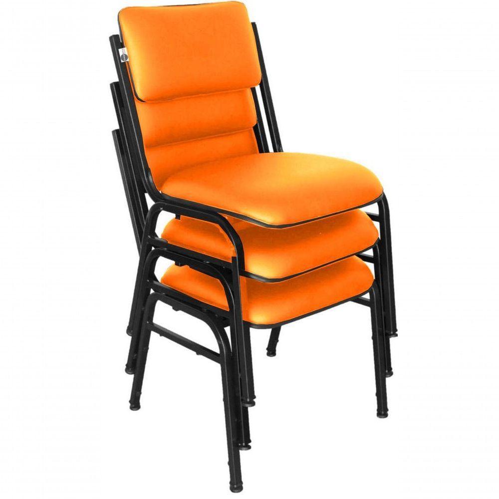 Kit Com 3 Cadeiras Para Auditórios Linha Hotel Smart Laranja - 2
