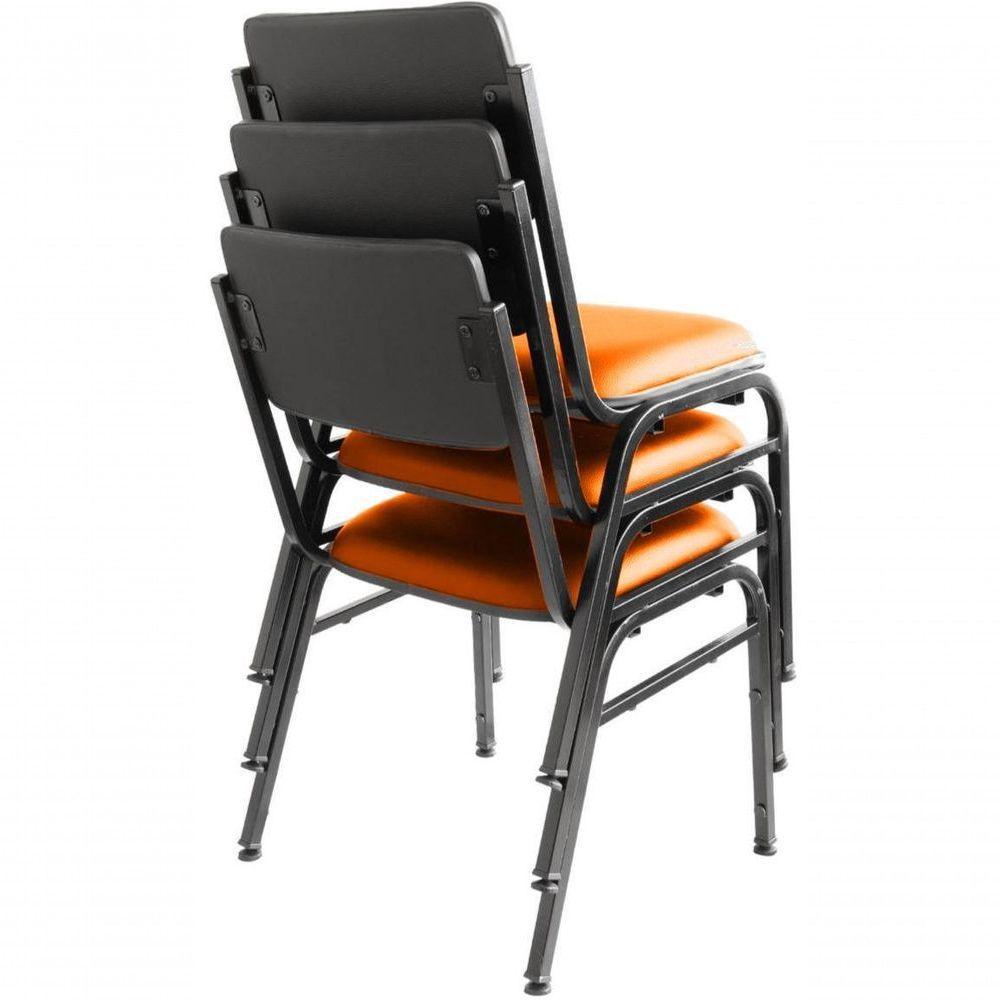 Kit Com 3 Cadeiras Para Auditórios Linha Hotel Smart Laranja - 3