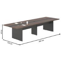 Mesa De Reunião 8 Lugares Com Faixa Bari Freijó Preto - 3