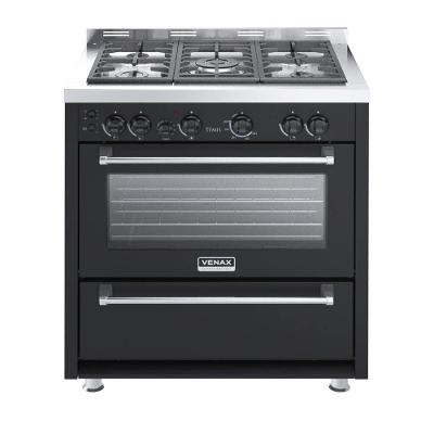Fogão a Gás de Piso 5 Bocas Venax Temis Mesa Inox Acendimento Automático Preto 110V