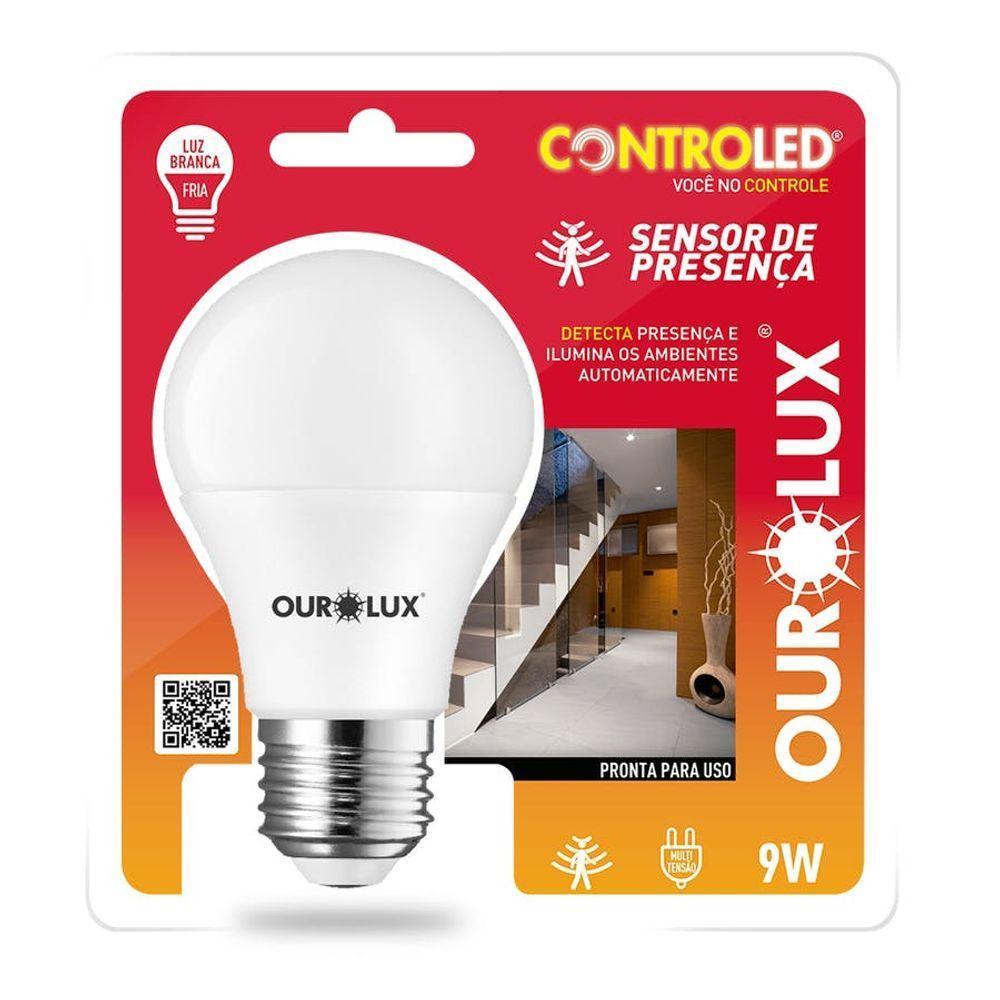 Lâmpada Inteligente Controled Sensor De Presença 6.500k 9w Bivolt - Ourolux - 1