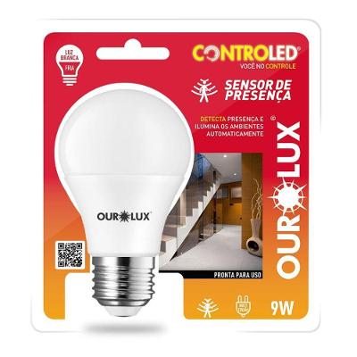 Lâmpada Inteligente Controled Sensor De Presença 6.500k 9w Bivolt - Ourolux