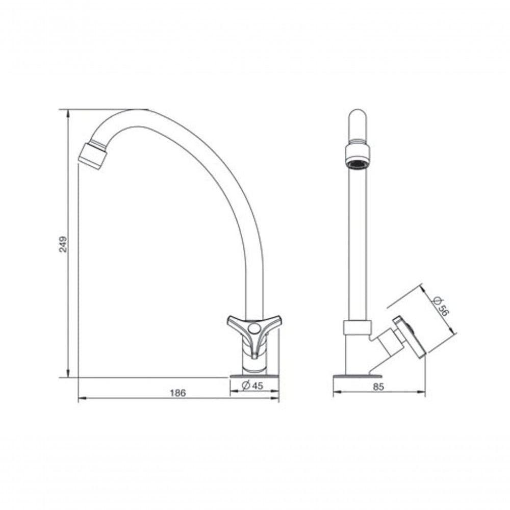 Torneira Para Cozinha De Mesa Com Bica Móvel Way Cromado 1/2 - 2