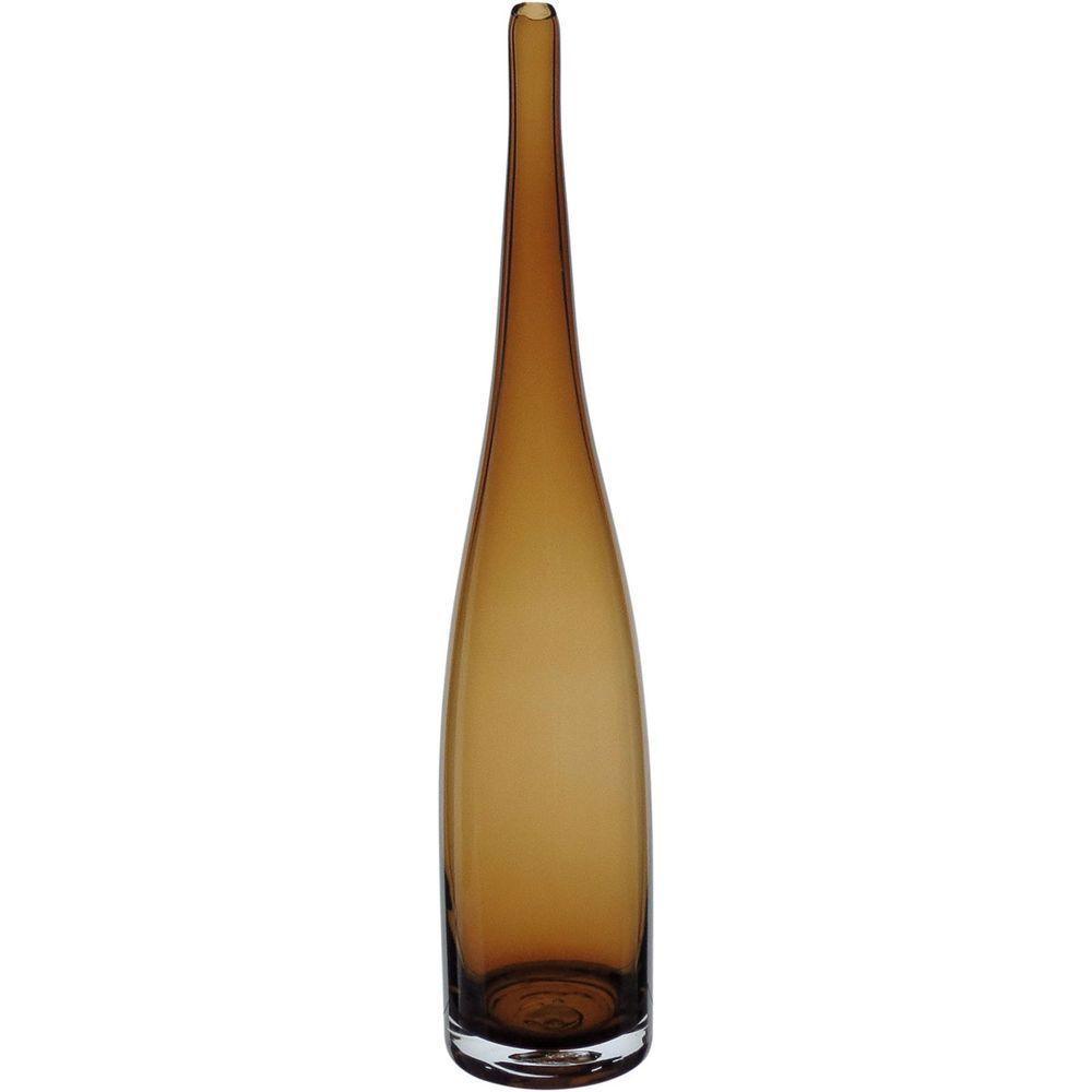 Vaso Decorativo Enfeite Casa Garrafa Home&co Vidro 41x8x8cm âmbar - 1