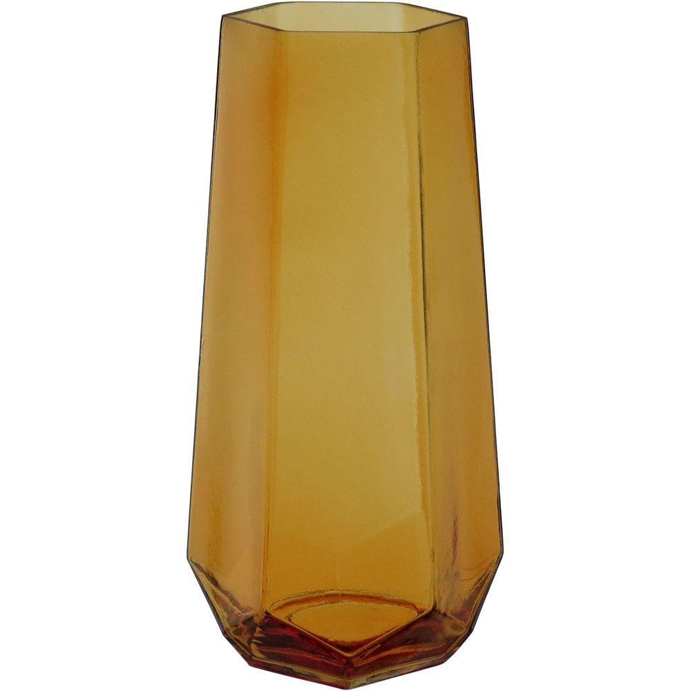Vaso Decorativo Enfeite Casa Geométrico Home&co Vidro 28x10x10cm âmbar - 1