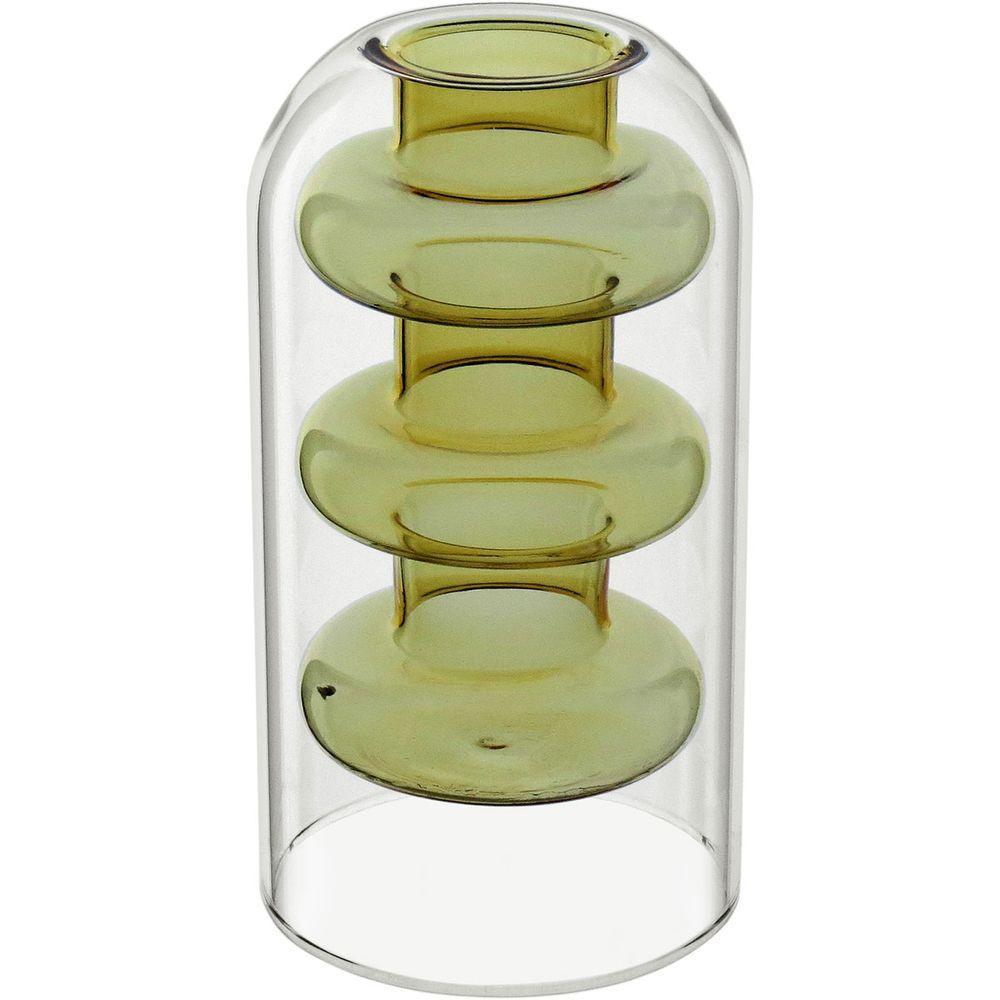 Vaso Decorativo Enfeite Casa Parede Dupla Home&co Borossilicato 15x8x8cm âmbar - 1