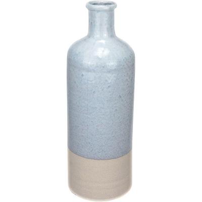 Vaso Decorativo Enfeite Casa Aparador Garrafa Home&co Cerâmica 44x15x15cm Cinza