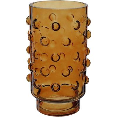 Vaso Decorativo Enfeite Casa Dots Home&co Vidro 22x11x11cm âmbar