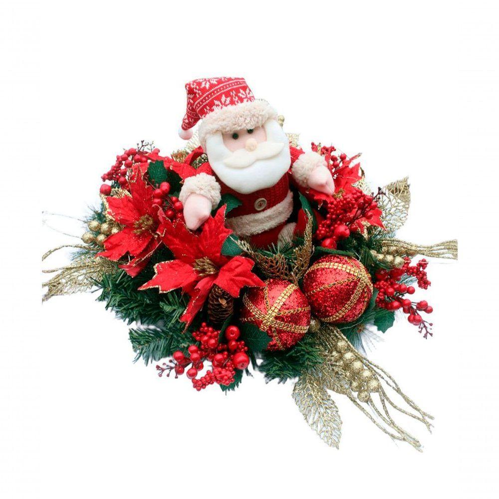 Decoração Arranjo De Mesa Natal Papai Noel Luzes Leds 60cm - 5