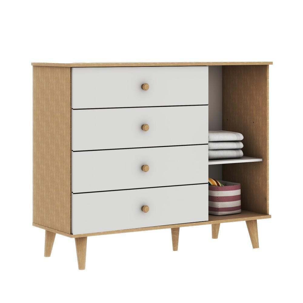 Quarto De Bebê Berço 3 Em 1 Retrô Ludmila Cômoda Com Fraldário Ligia Off White Carolina Baby - 3