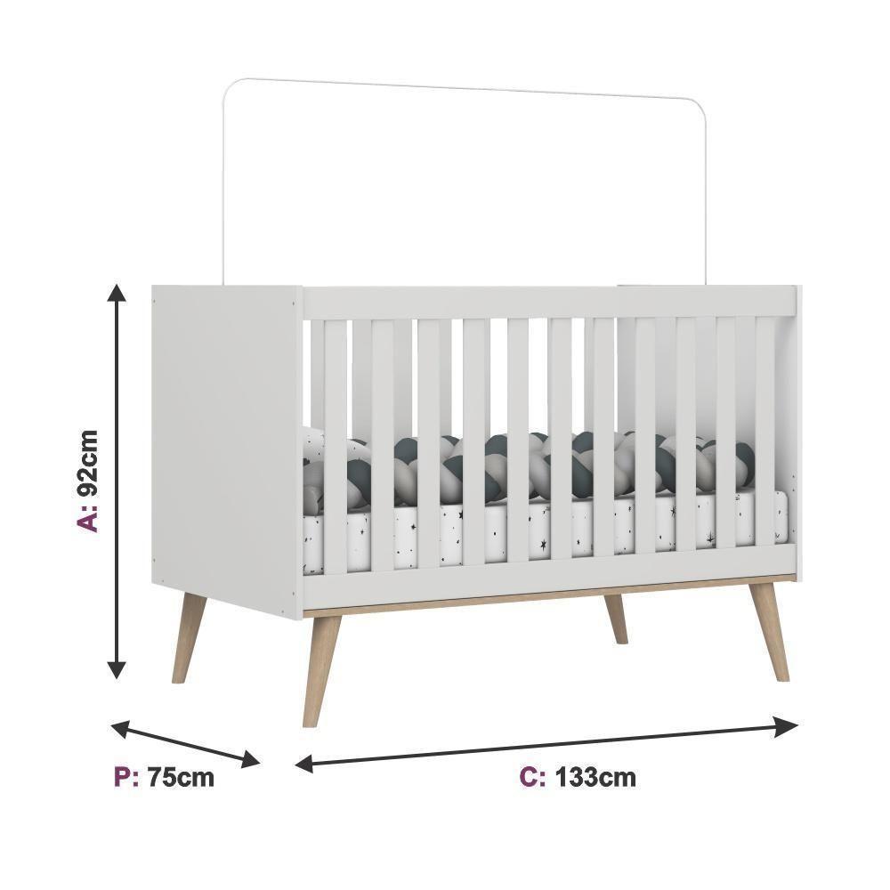 Quarto De Bebê Berço 3 Em 1 Retrô Ludmila Cômoda Com Fraldário Ligia Off White Carolina Baby - 6