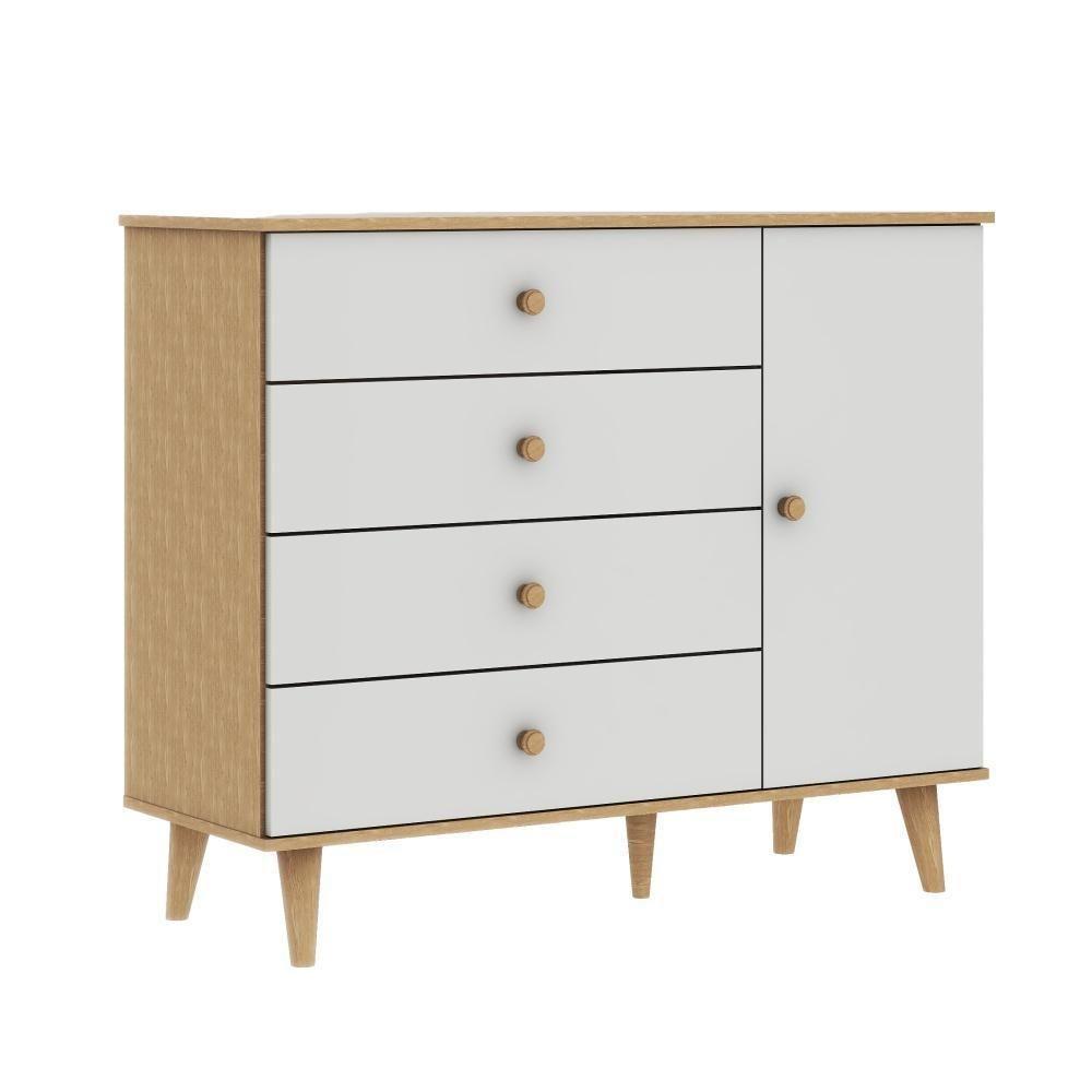 Quarto De Bebê Berço 3 Em 1 Retrô Ludmila Cômoda Com Fraldário Ligia Off White Carolina Baby - 7