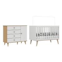 Quarto De Bebê Berço 3 Em 1 Retrô Ludmila Cômoda Com Fraldário Ligia Off White Carolina Baby - 1