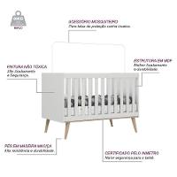 Quarto De Bebê Berço 3 Em 1 Retrô Ludmila Cômoda Com Fraldário Ligia Off White Carolina Baby