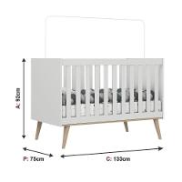 Quarto De Bebê Berço 3 Em 1 Retrô Ludmila Cômoda Com Fraldário Ligia Off White Carolina Baby - 6